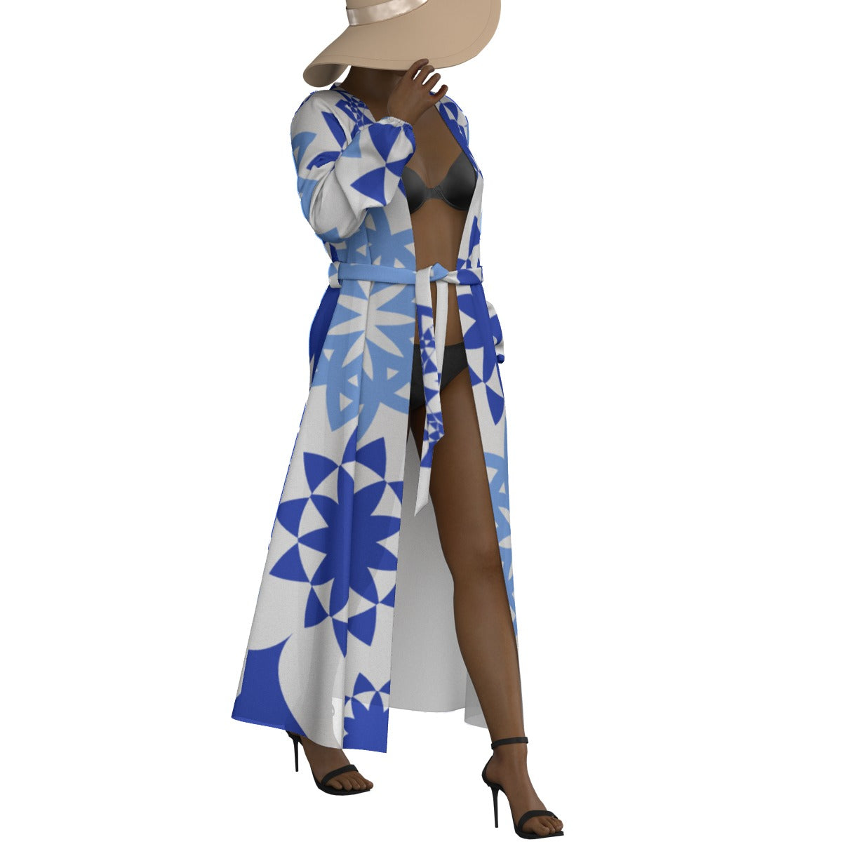 All-Over Print Women's Lace-up Chiffon Robe