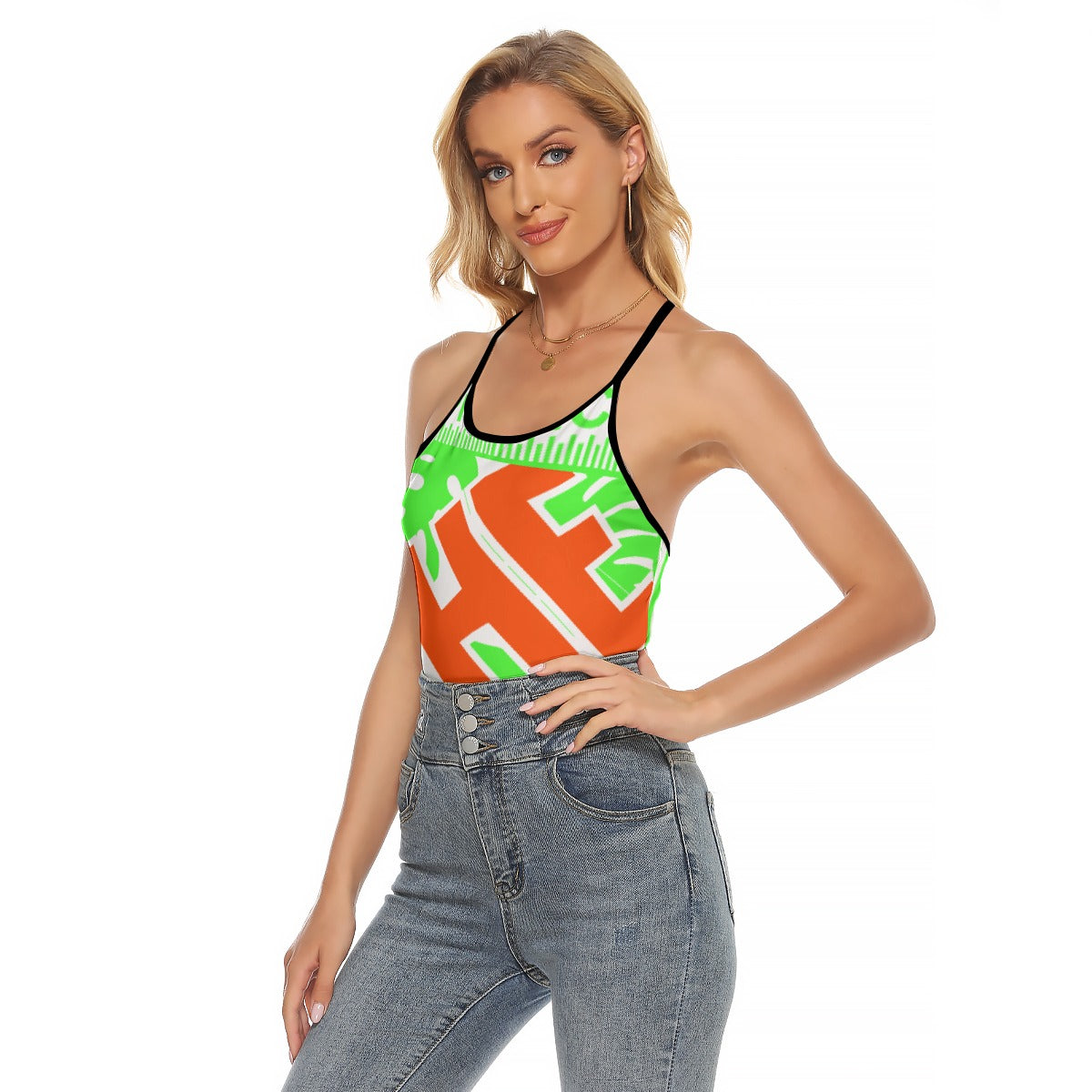 All-Over Print Women's Criss-Cross Open Back Tank Top
