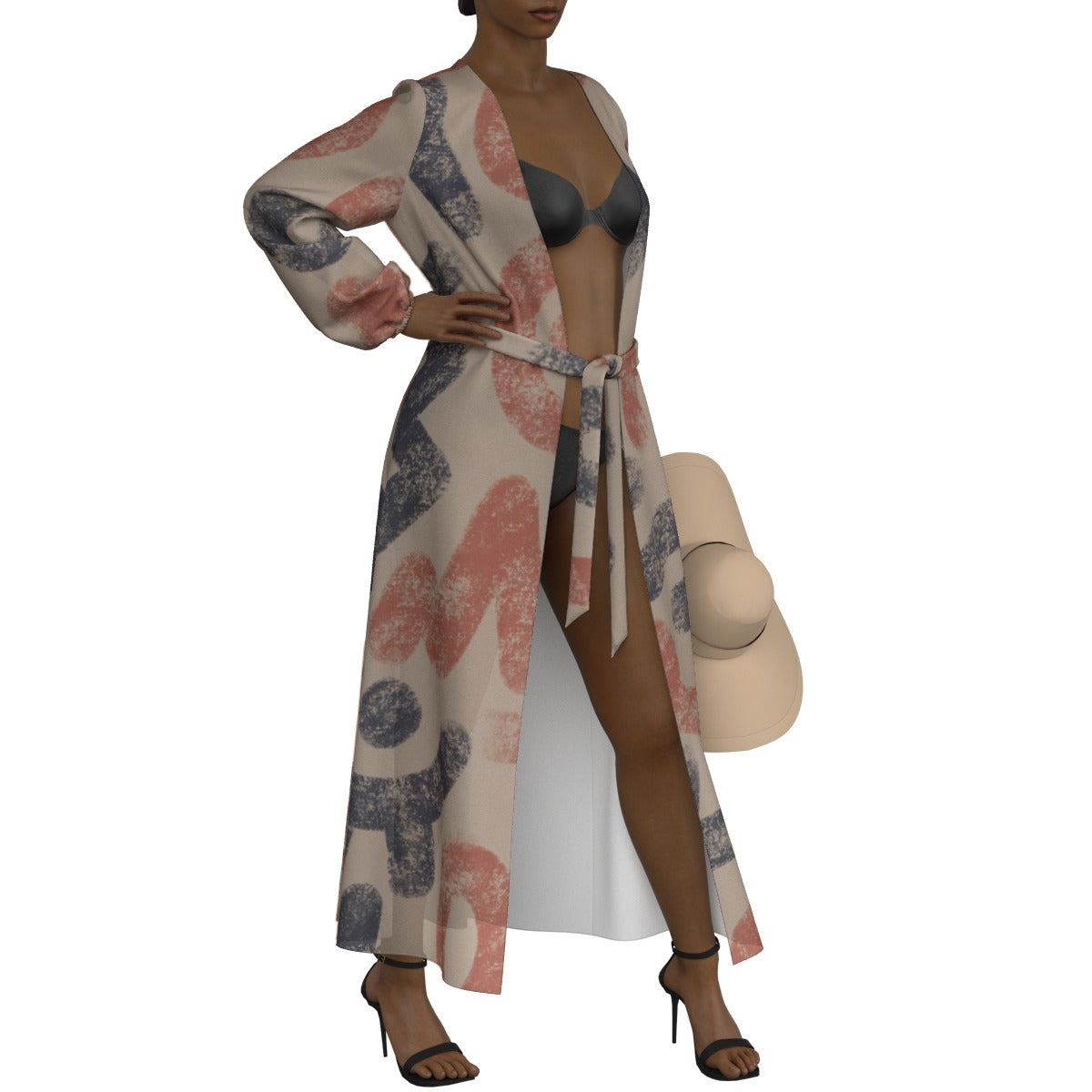 All-Over Print Women's Lace-up Chiffon Robe