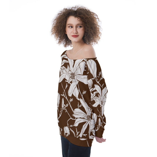 All-Over Print Oversized Women's Off-Shoulder Sweatshirt