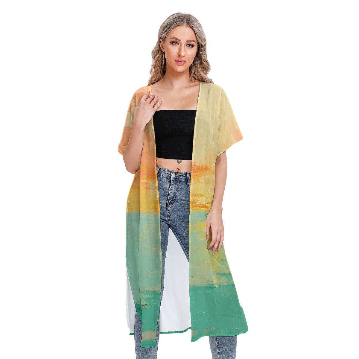 All-Over Print Women's Short Sleeve Cardigan