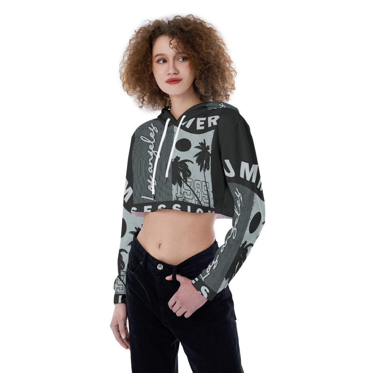 All-Over Print Women's Crop Top Hoodie