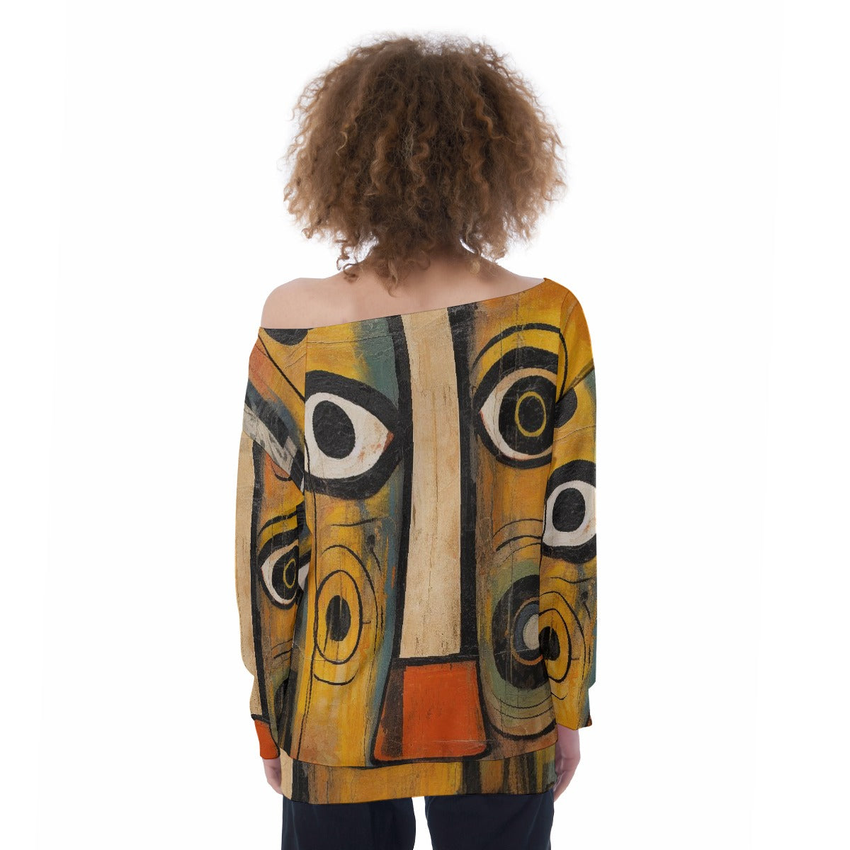 All-Over Print Oversized Women's Off-Shoulder Sweatshirt