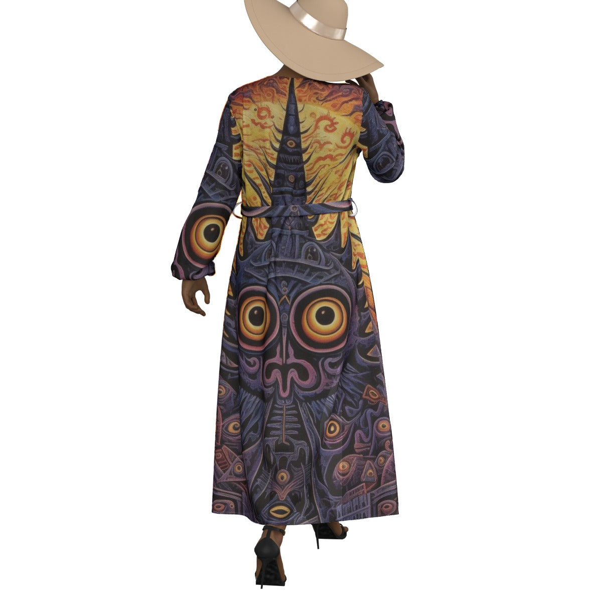 All-Over Print Women's Lace-up Chiffon Robe