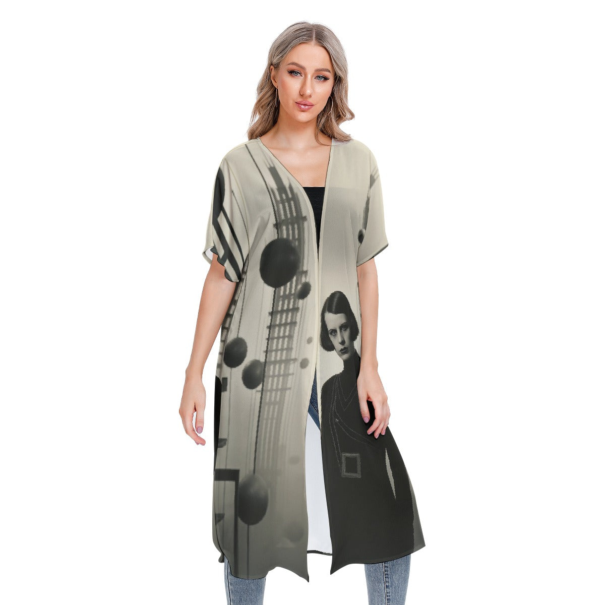 All-Over Print Women's Short Sleeve Cardigan