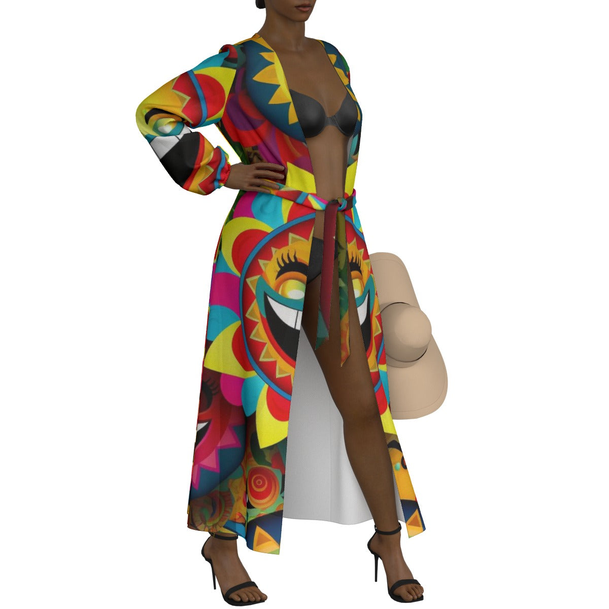 All-Over Print Women's Lace-up Chiffon Robe