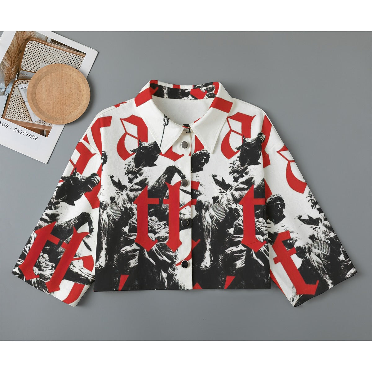 All-Over Print Women's Cropped Jacket | 245GSM Cotton