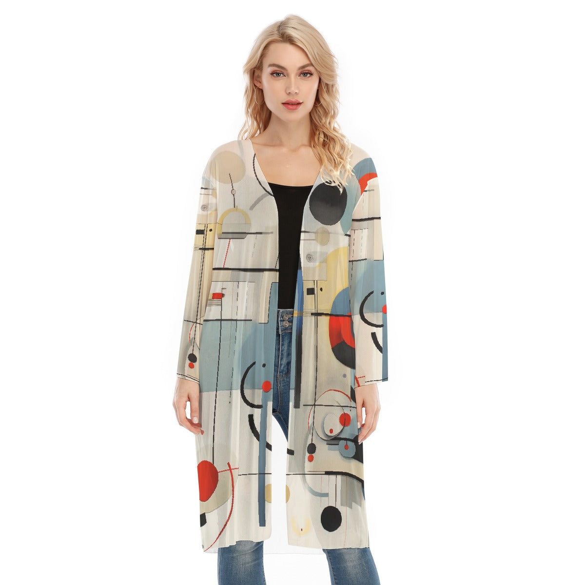 All- Over Print Women's Long Sleeve Mesh Cardigan