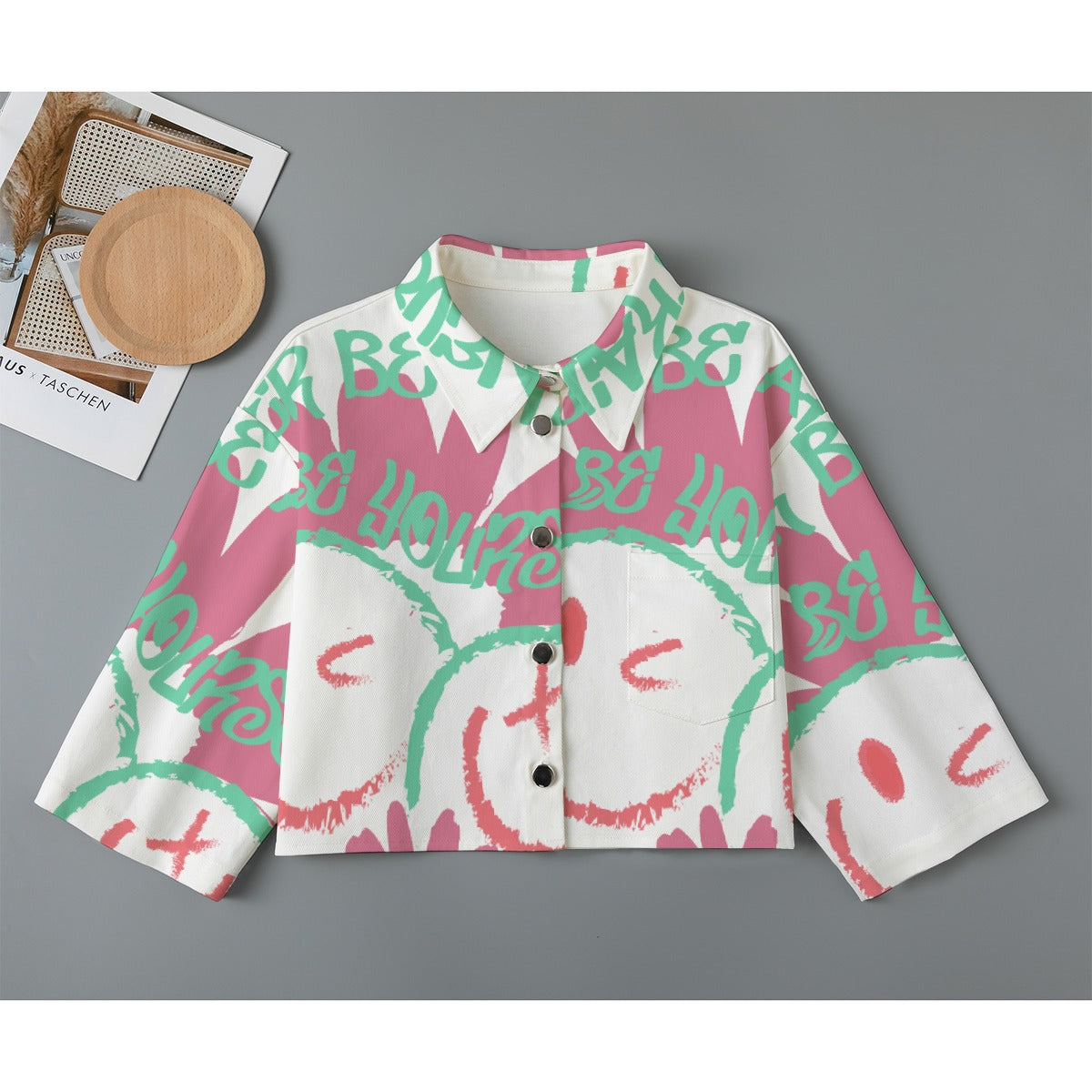 All-Over Print Women's Cropped Jacket | 245GSM Cotton