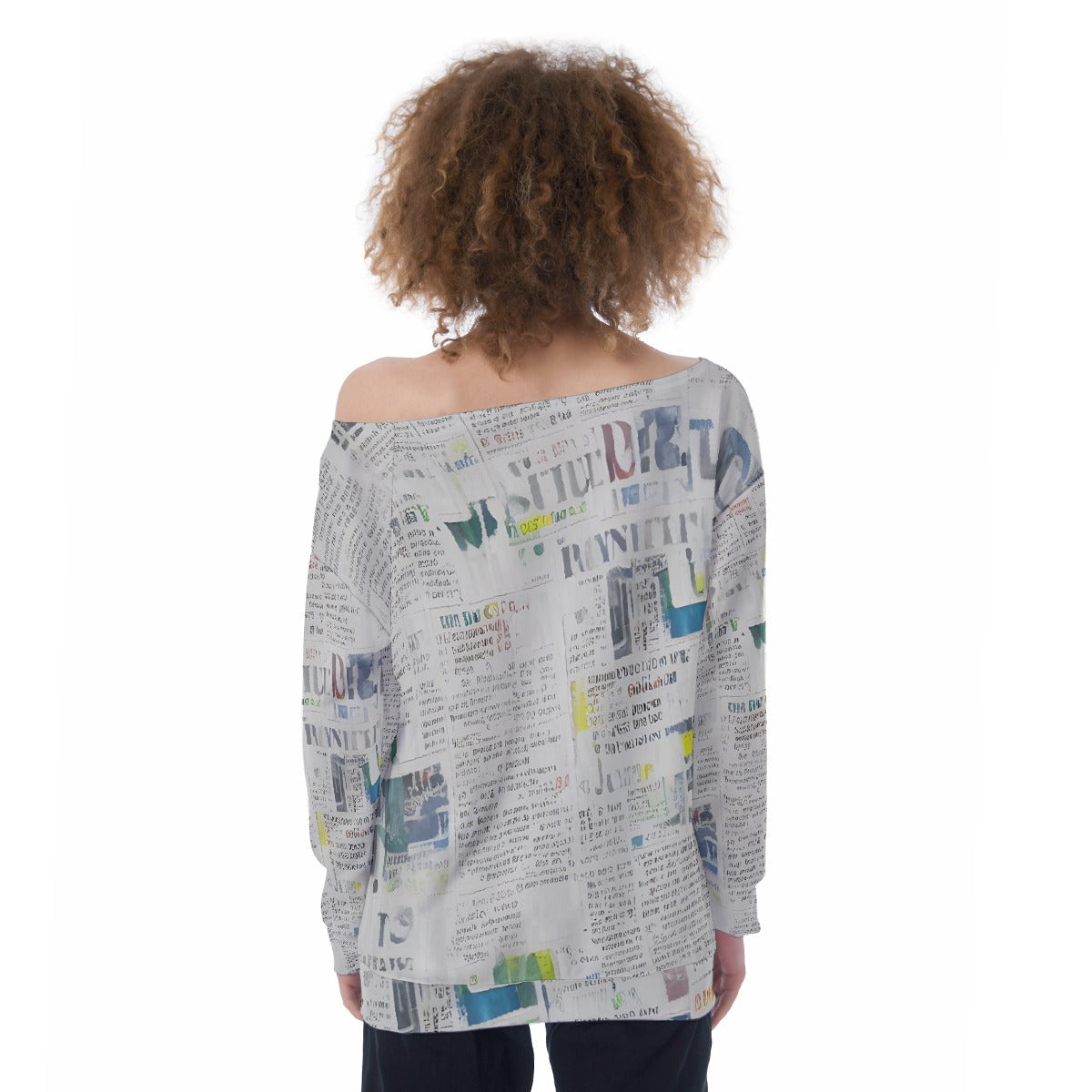 All-Over Print Oversized Women's Off-Shoulder Sweatshirt