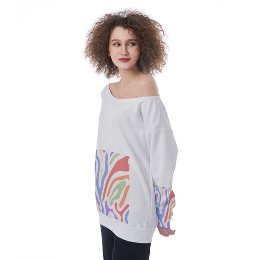 All-Over Print Oversized Women's Off-Shoulder Sweatshirt