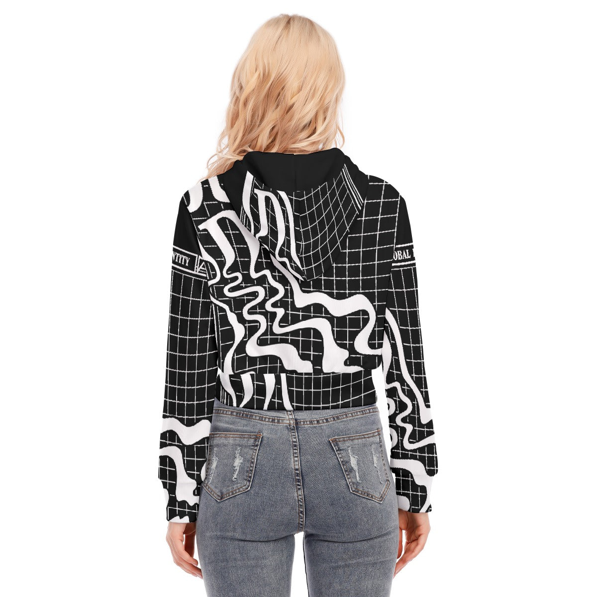 All-Over Print Women's Crop Top Hoodie With Zipper Closure