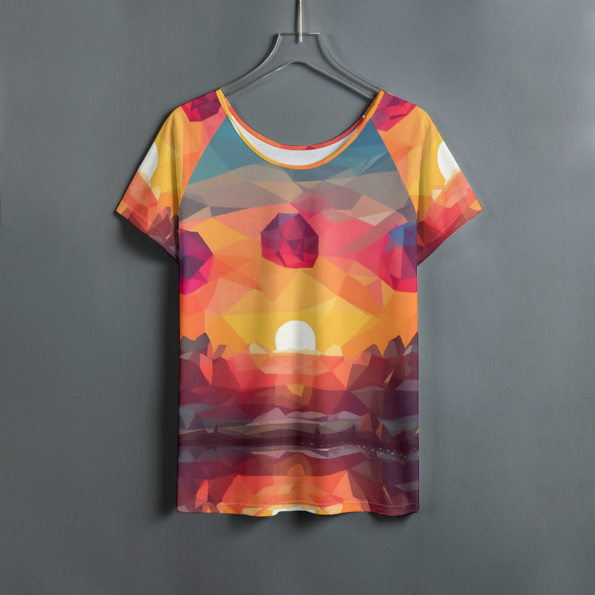 All-Over Print Women's Round Neck T-shirt With Raglan Sleeve