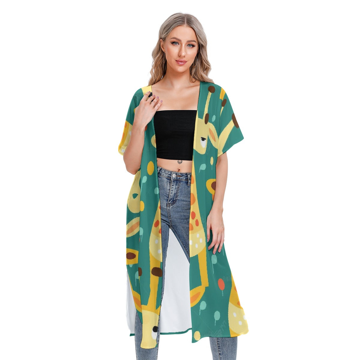 All-Over Print Women's Short Sleeve Cardigan