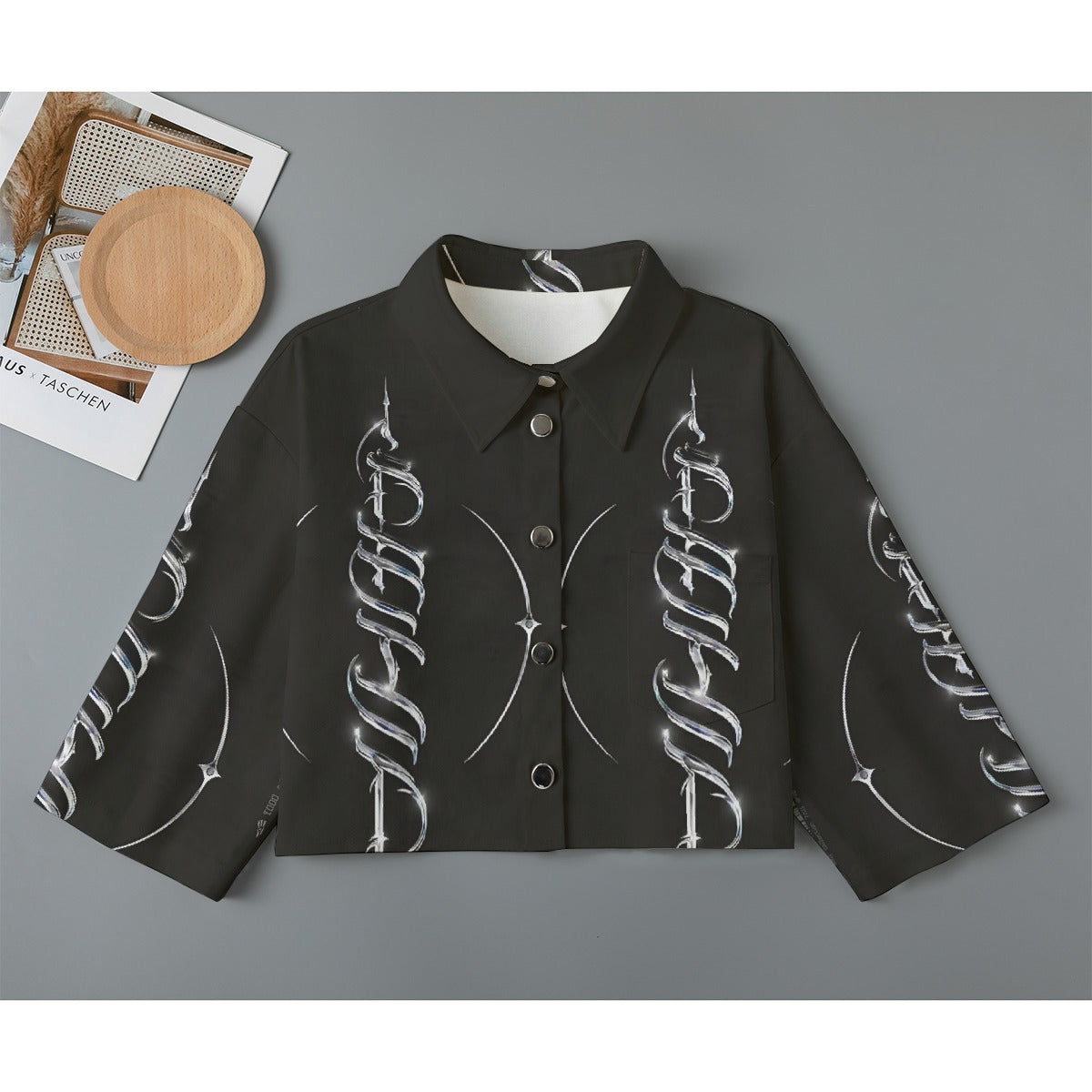 All-Over Print Women's Cropped Jacket | 245GSM Cotton