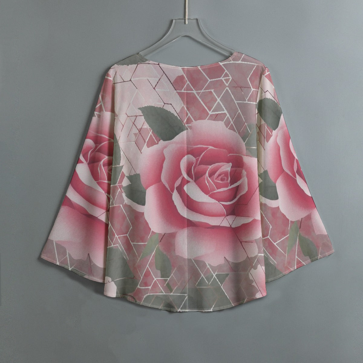 All-Over Print Women's V-neck T-shirt With Irregular Hem