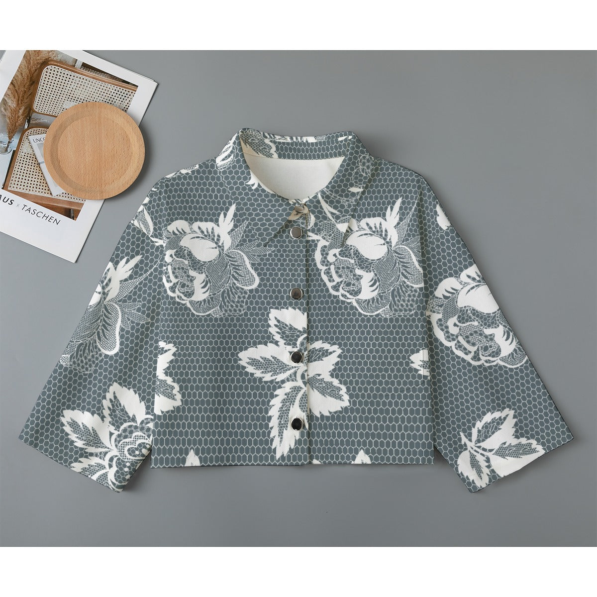 All-Over Print Women's Cropped Jacket | 245GSM Cotton