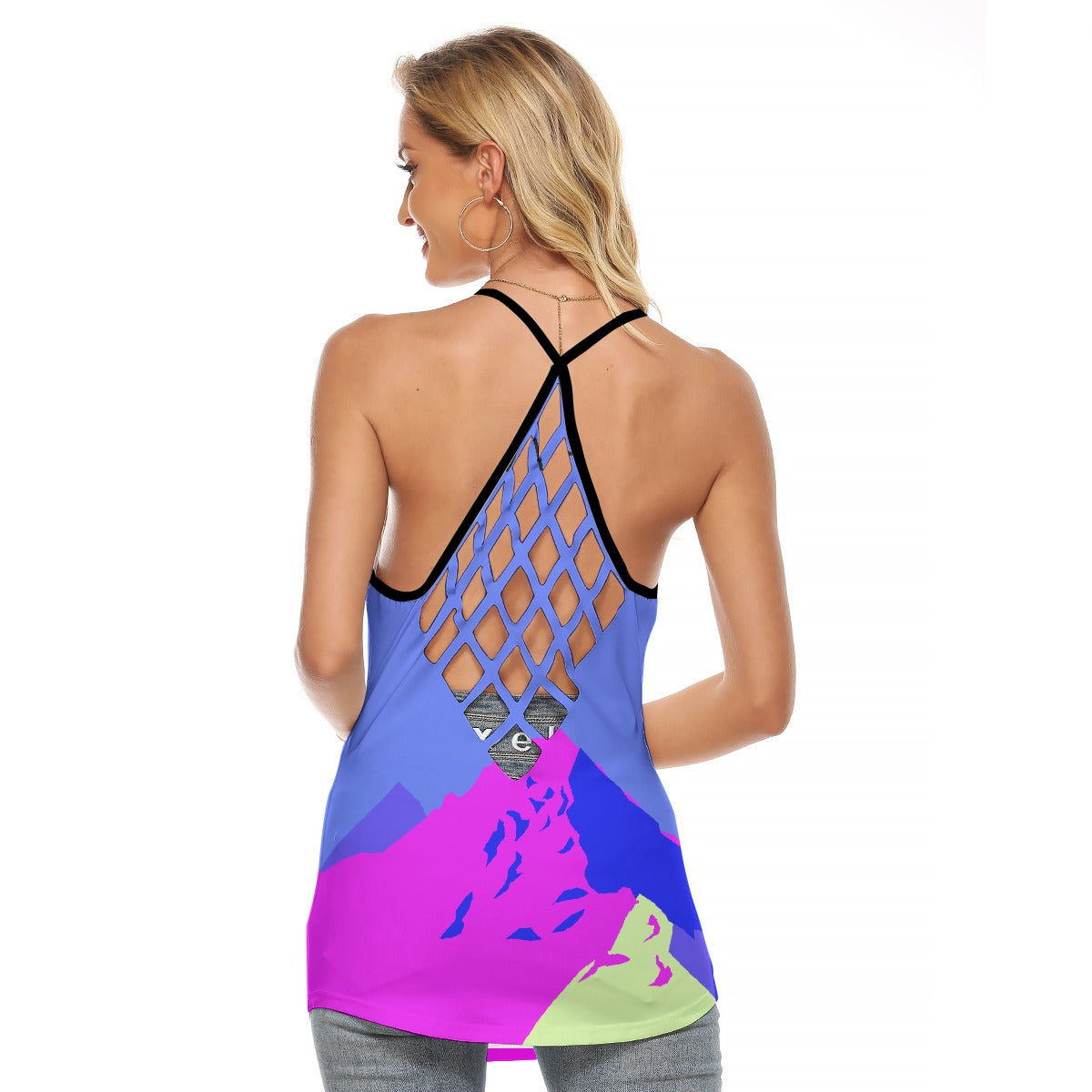 All-Over Print Women's Criss-Cross Open Back Tank Top