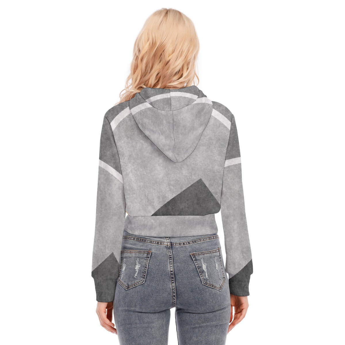 All-Over Print Women's Crop Top Hoodie With Zipper Closure
