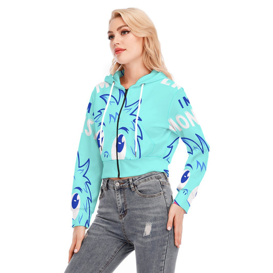 All-Over Print Women's Crop Top Hoodie With Zipper Closure