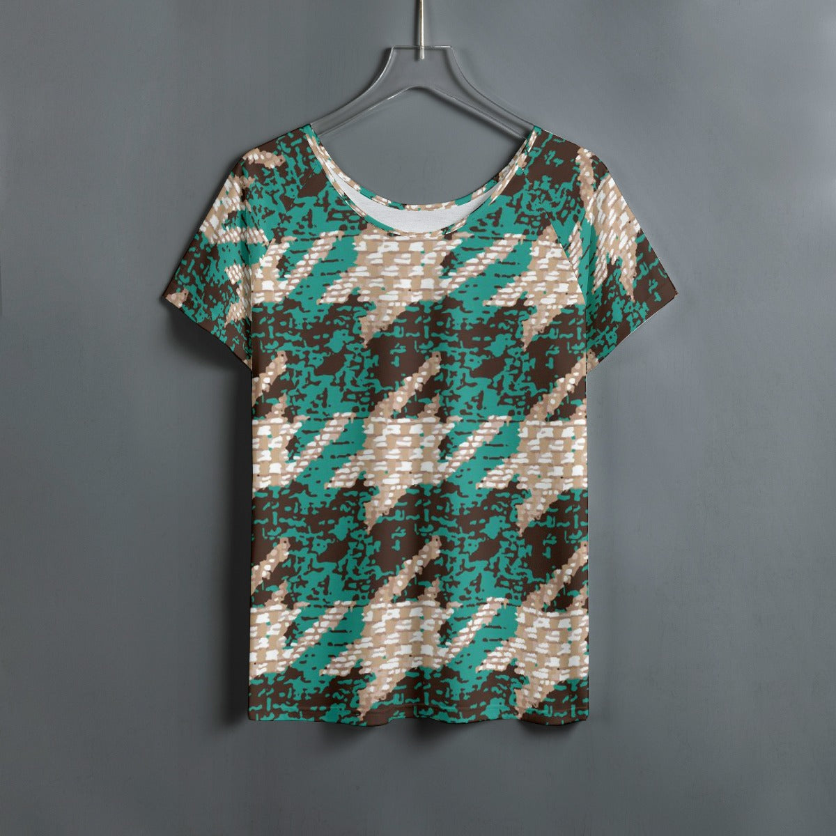 All-Over Print Women's Round Neck T-shirt With Raglan Sleeve