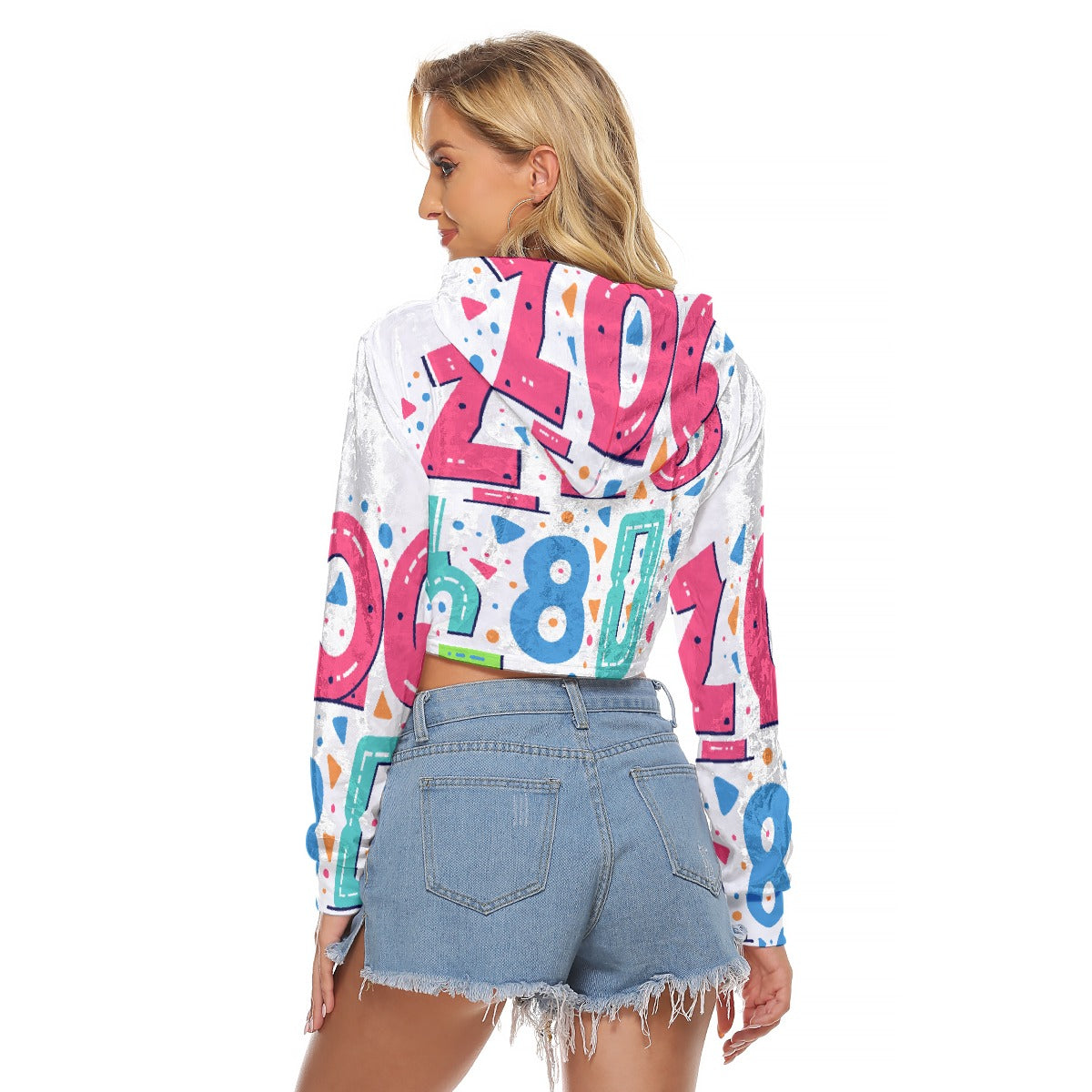 All-Over Print Women's Crop Top Hoodie|Velvet