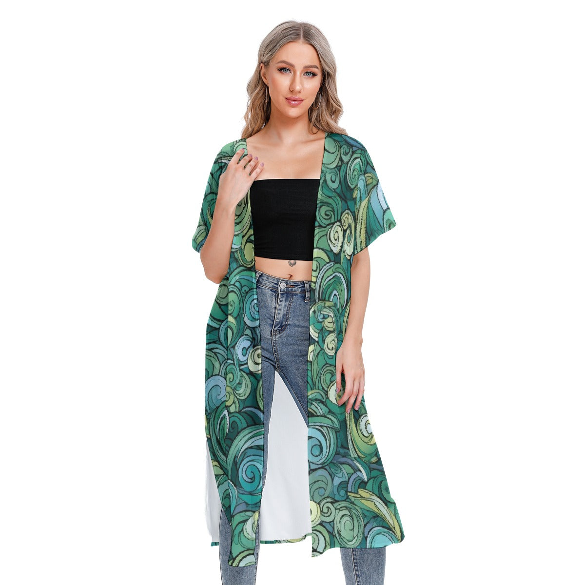 All-Over Print Women's Short Sleeve Cardigan
