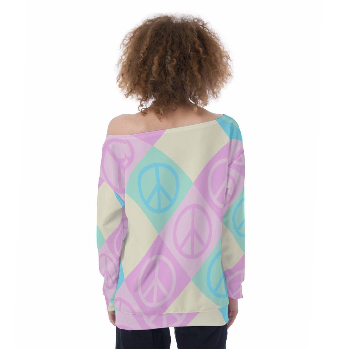 All-Over Print Oversized Women's Off-Shoulder Sweatshirt