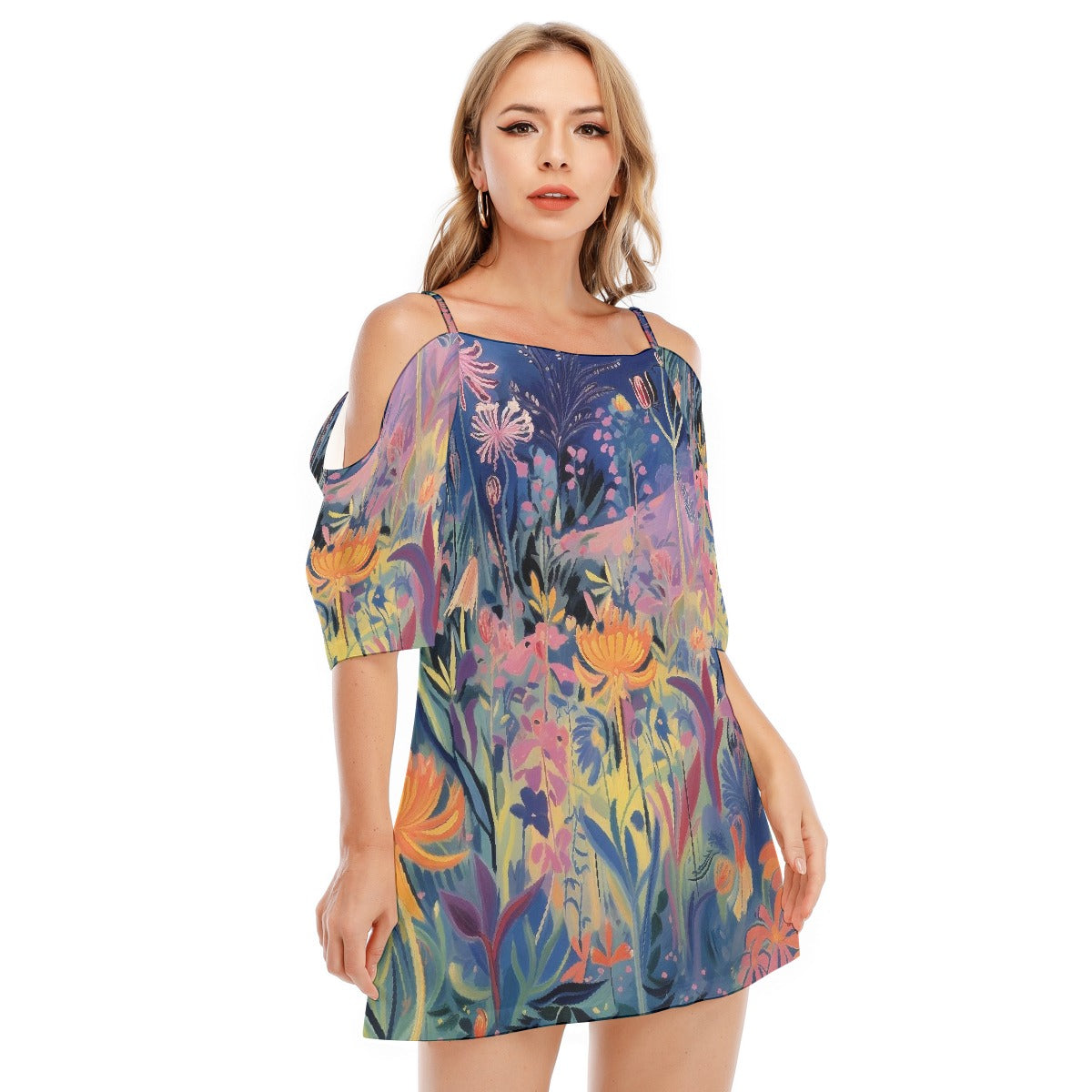 All-Over Print Women's Off-shoulder Cami Dress