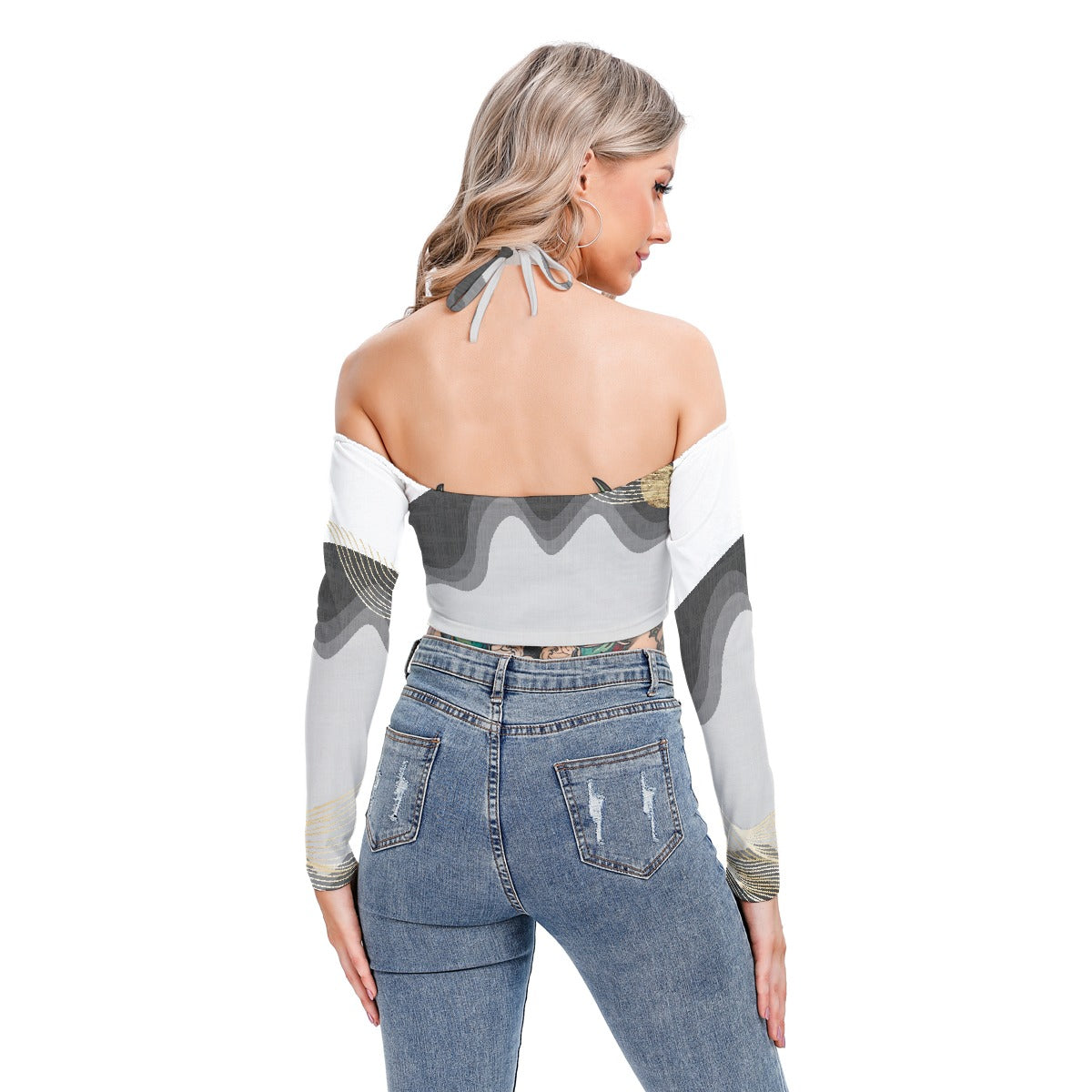 All-Over Print Women's Halter Lace-up Top