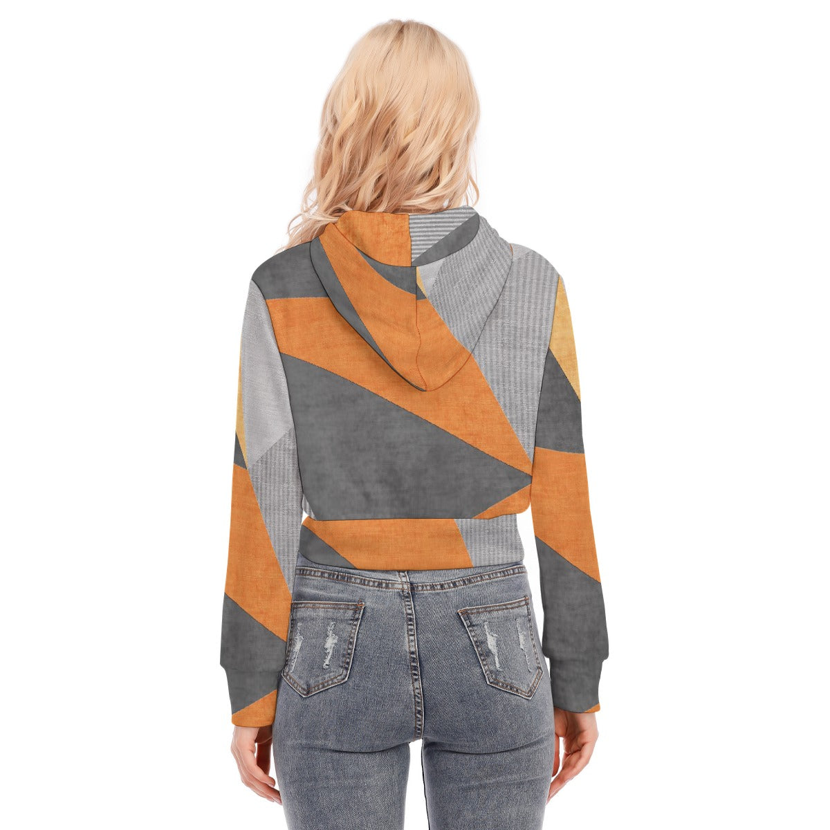 All-Over Print Women's Crop Top Hoodie With Zipper Closure