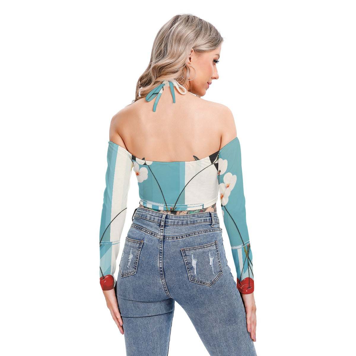 All-Over Print Women's Halter Lace-up Top