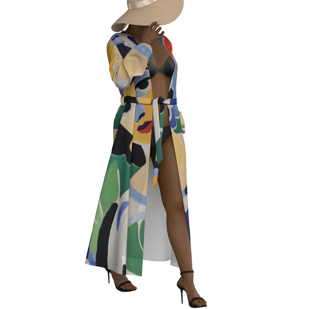 All-Over Print Women's Lace-up Chiffon Robe