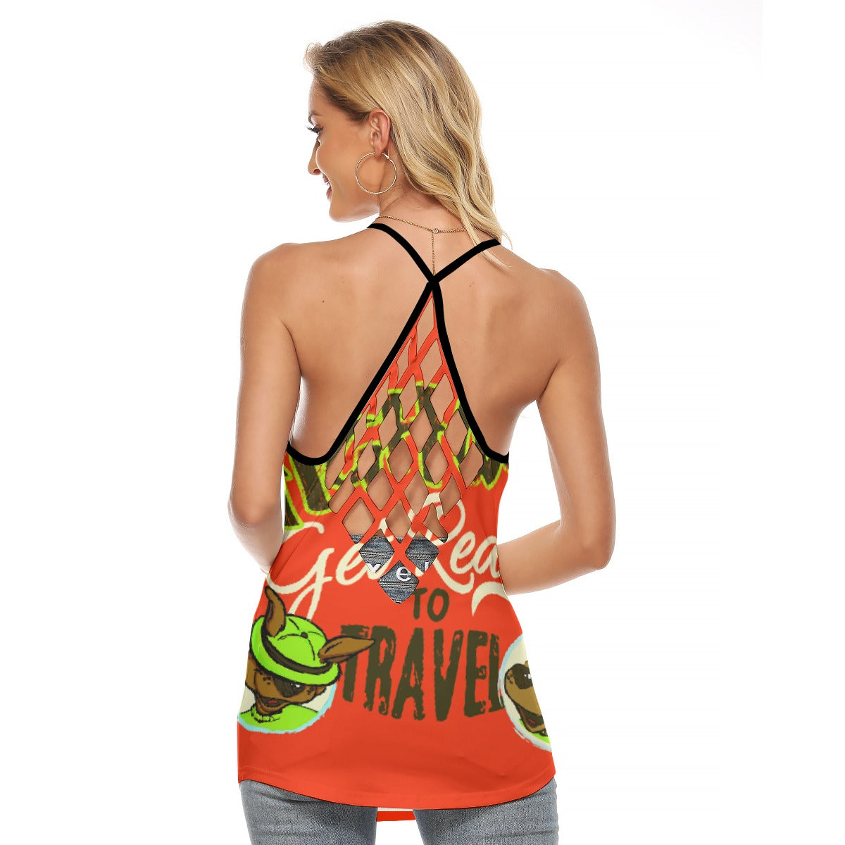 All-Over Print Women's Criss-Cross Open Back Tank Top