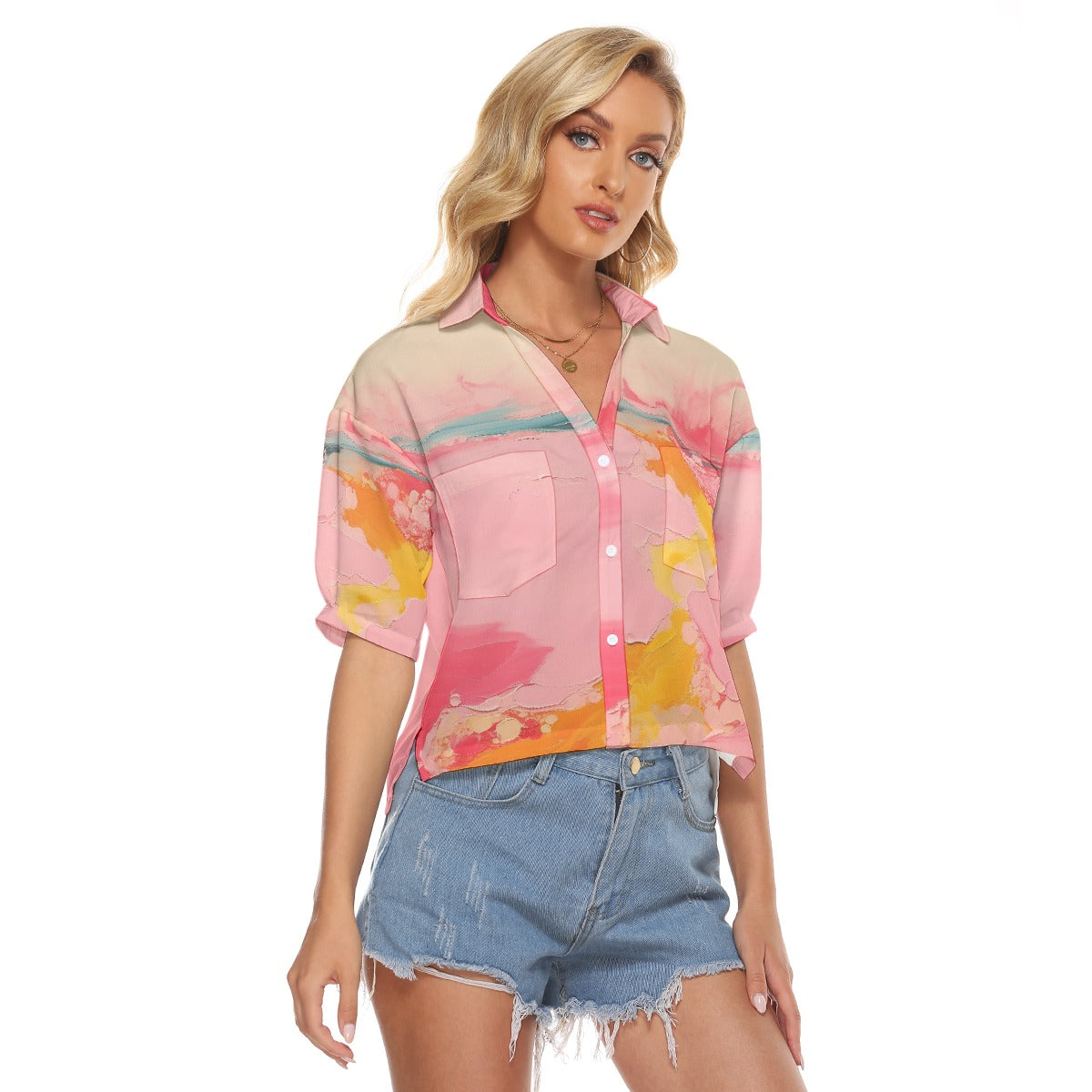 All-Over Print Women's V-neck Shirts