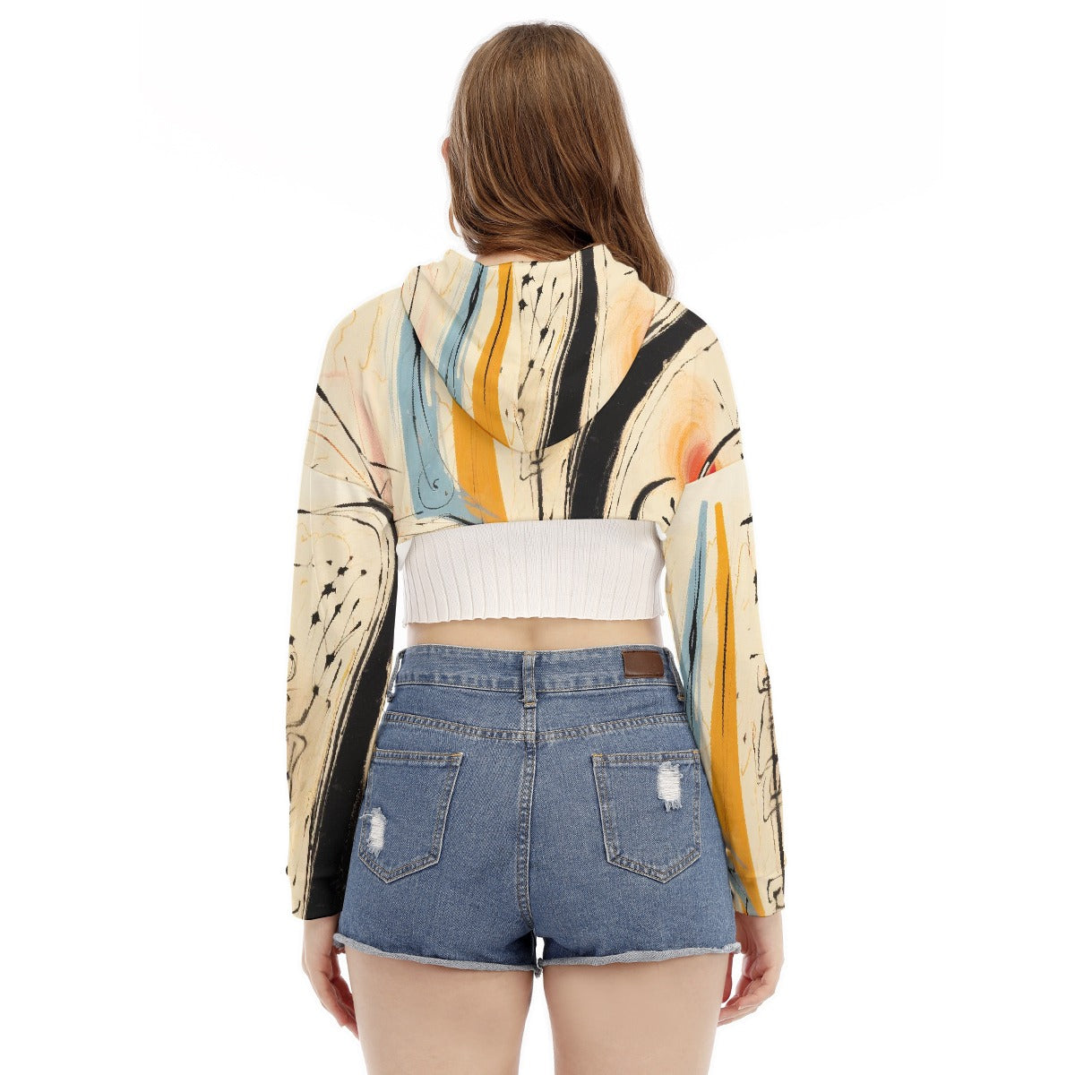 All-Over Print Women's Smock Short Hoodie With Long Sleeve
