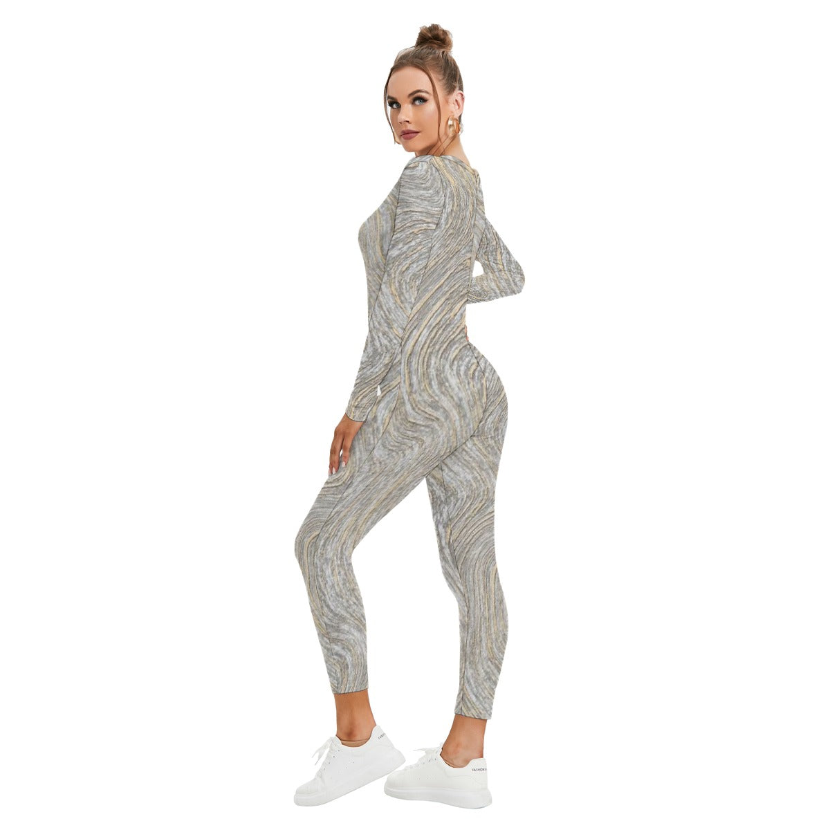 All-Over Print Women's Plunging Neck Jumpsuit