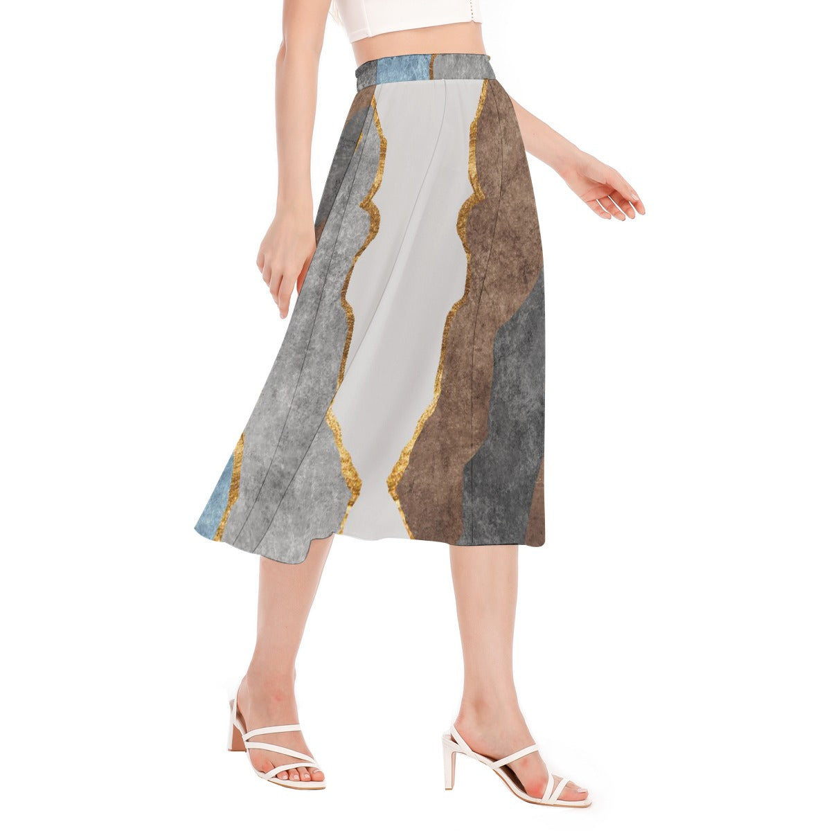 All-Over Print Women's Long Section Chiffon Skirt