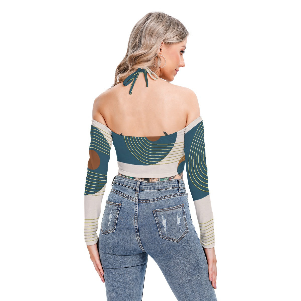 All-Over Print Women's Halter Lace-up Top