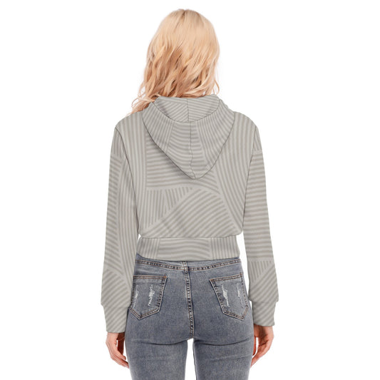 All-Over Print Women's Crop Top Hoodie With Zipper Closure
