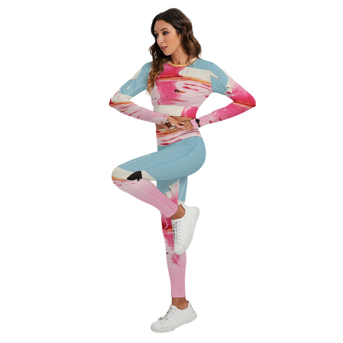 All-Over Print Women's Sport Set With Backless Top And Leggings