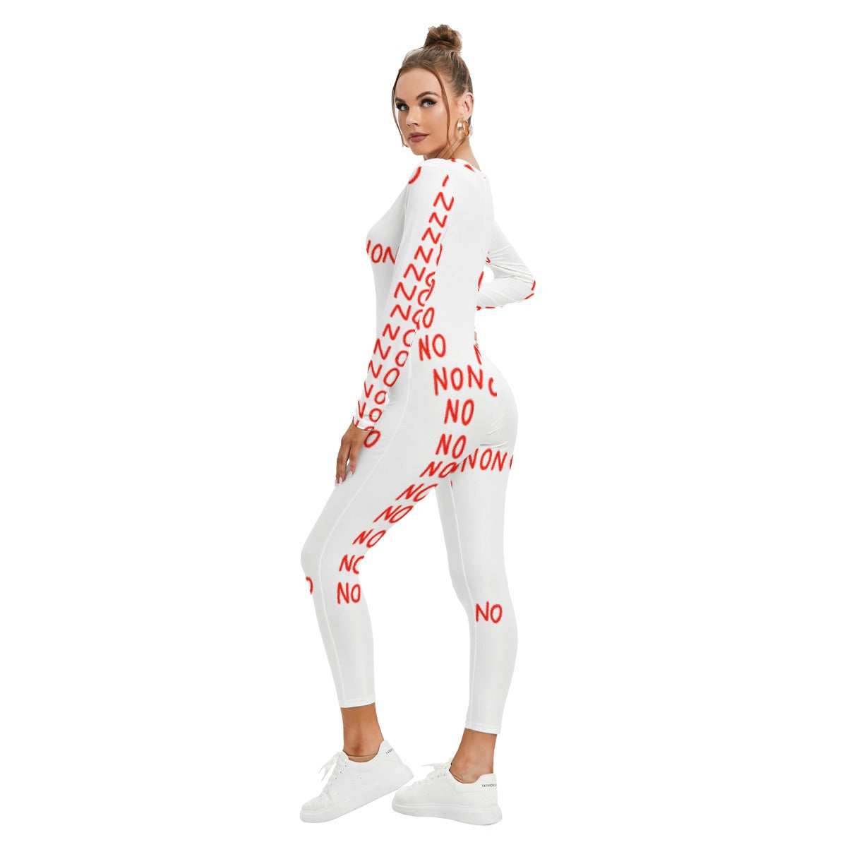 All-Over Print Women's Plunging Neck Jumpsuit