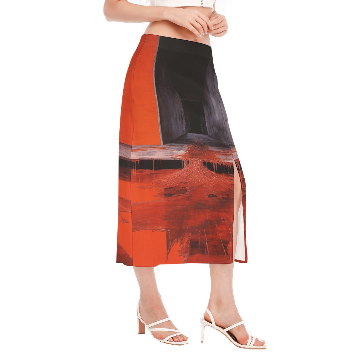 All-Over Print Women's High Slit Long Skirt