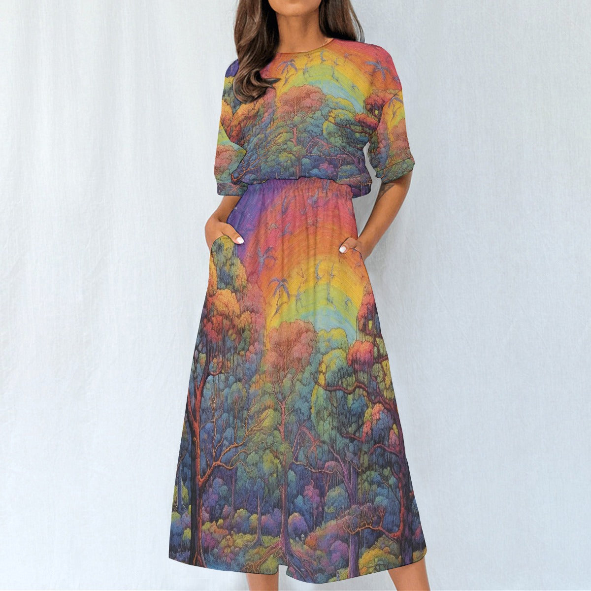 All-Over Print Women's Elastic Waist Dress