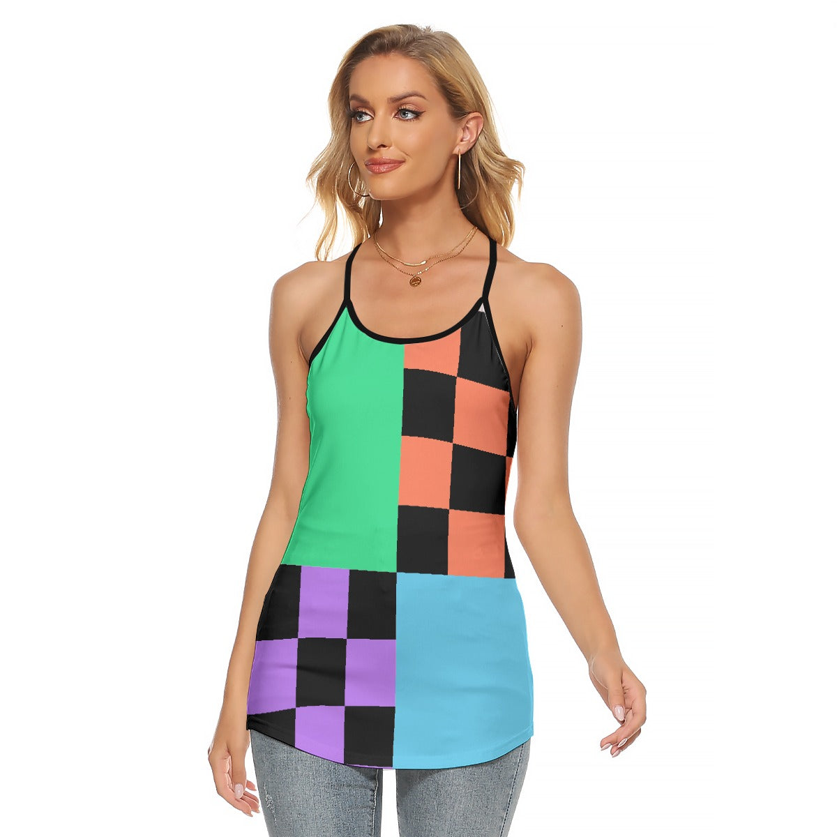 All-Over Print Women's Criss-Cross Open Back Tank Top