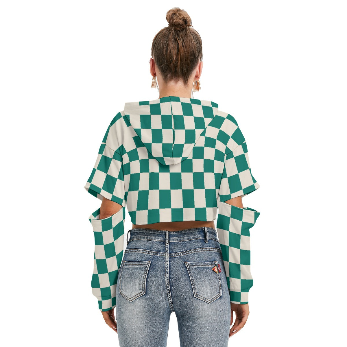 All-Over Print Women's Heavy Fleece Hoodie With Hollow Out Sleeve