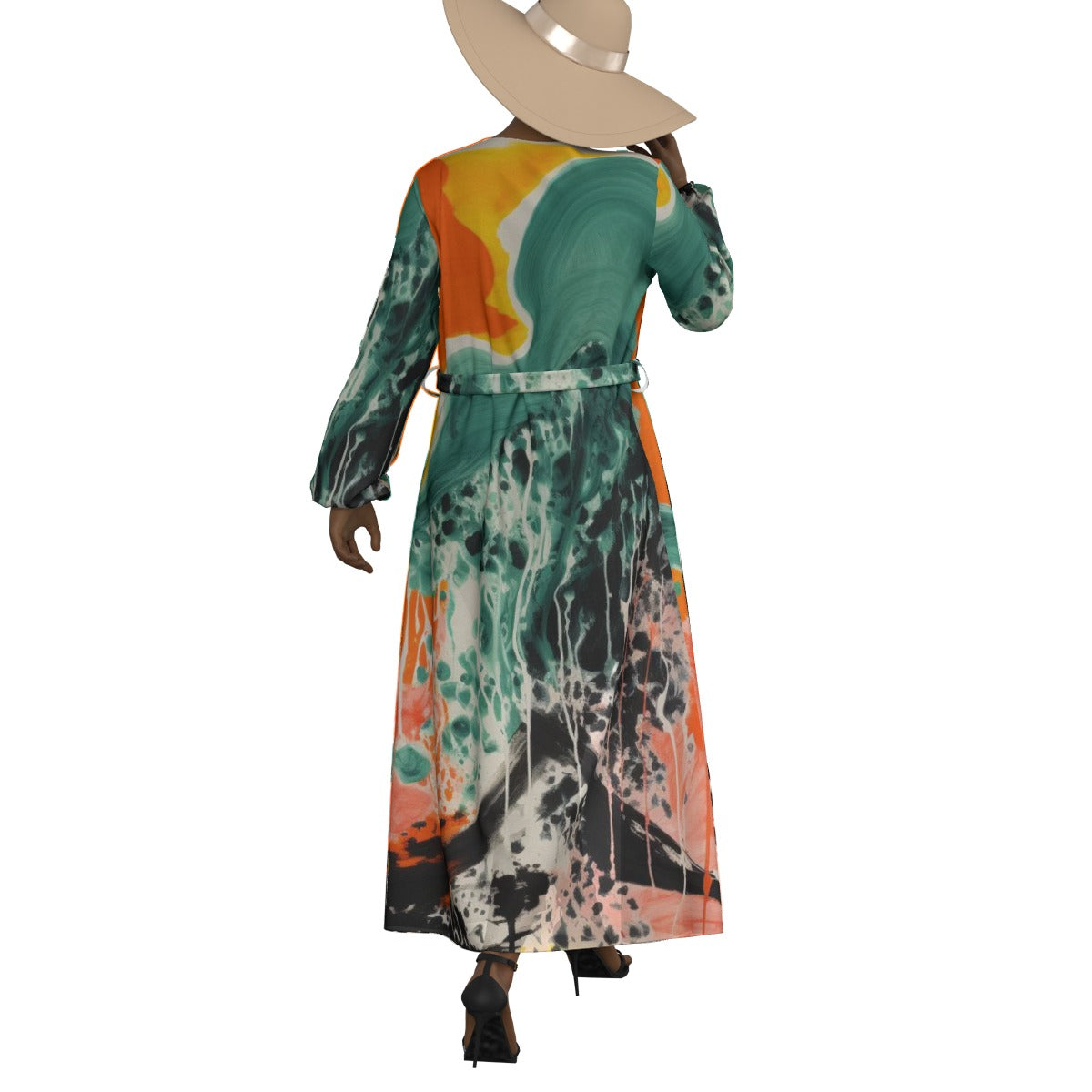 All-Over Print Women's Lace-up Chiffon Robe