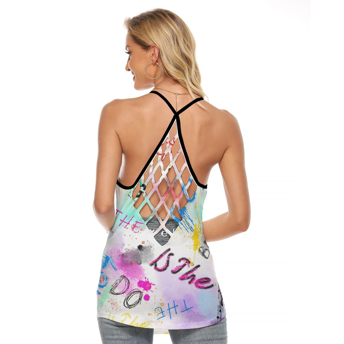 All-Over Print Women's Criss-Cross Open Back Tank Top