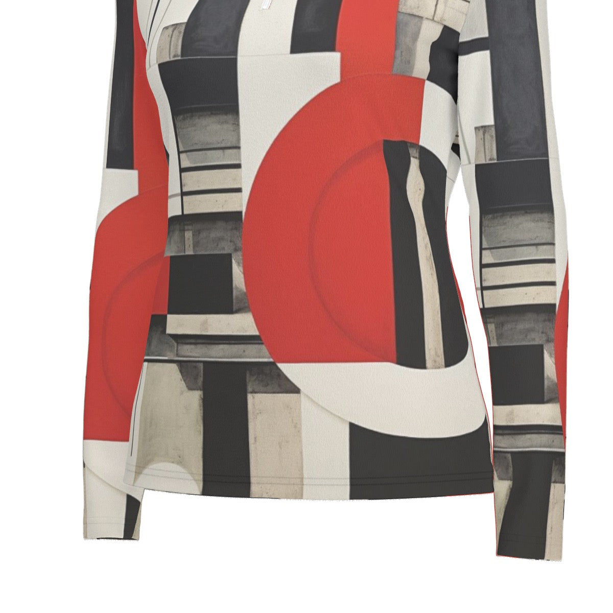 All-Over Print Women's Sports Collar Jersey With Long Sleeve