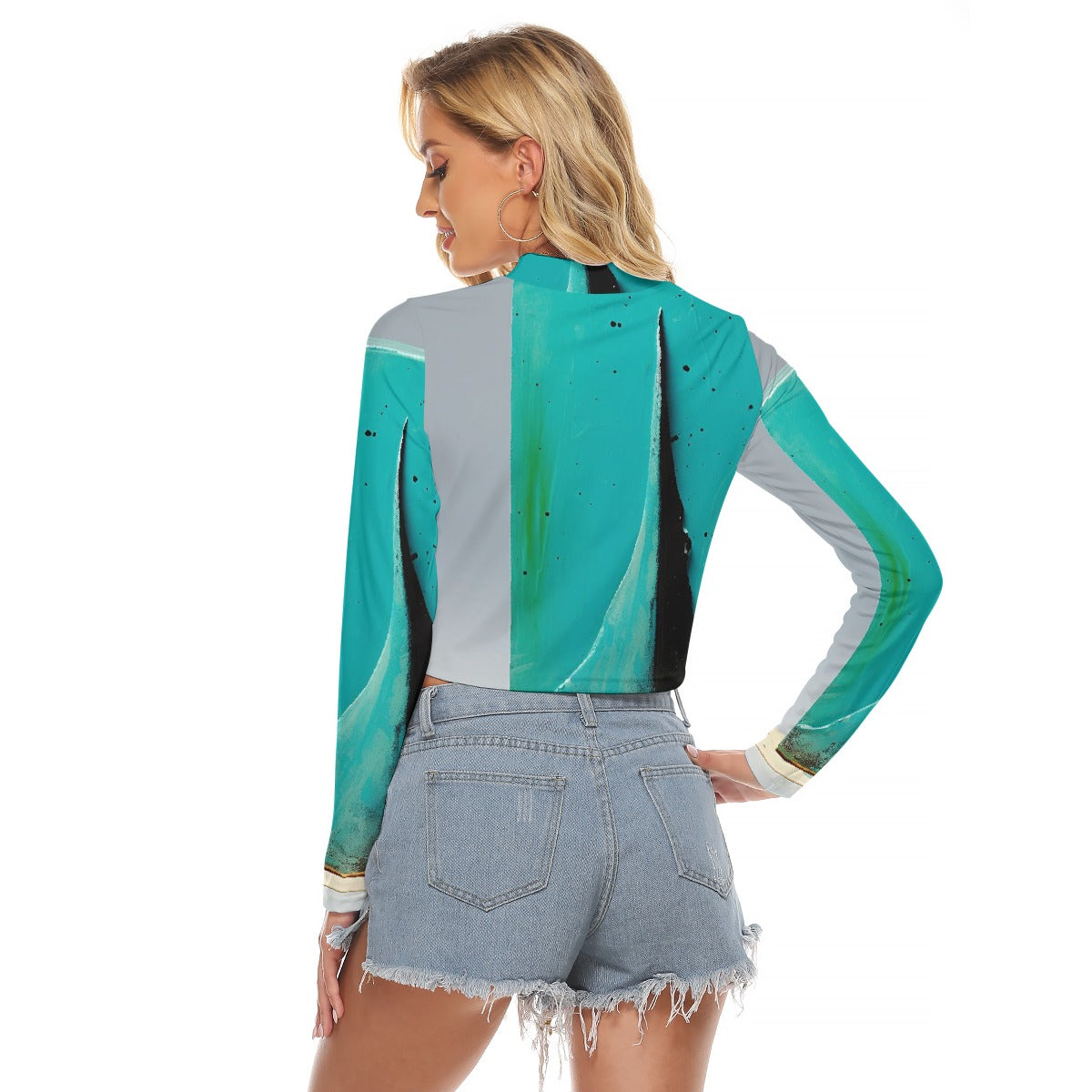 All-Over Print Women's Hollow Chest Keyhole Tight Crop Top